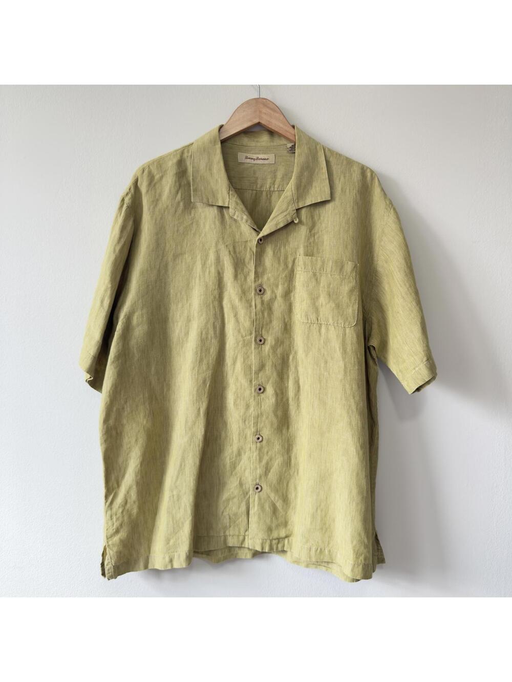 Tommy Bahama XL Sea Grass Pure Linen Short Sleeve Button Up Camp Shirt - Size XL